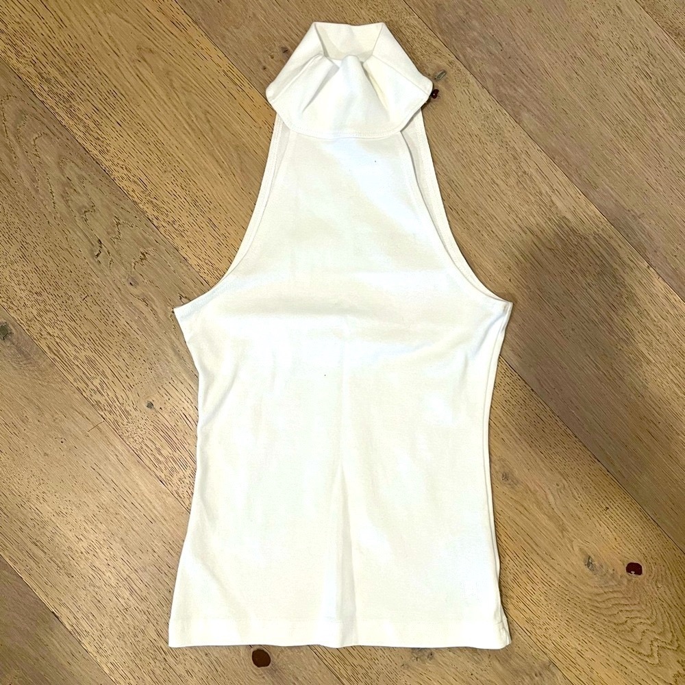 HELSA White Sleeveless Turtleneck Tank Top